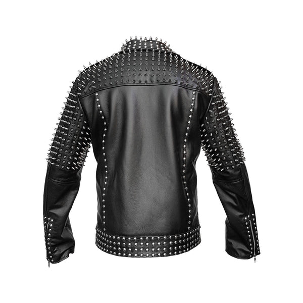Mens "Ghost Rider" cowhide reto moto leather jacket