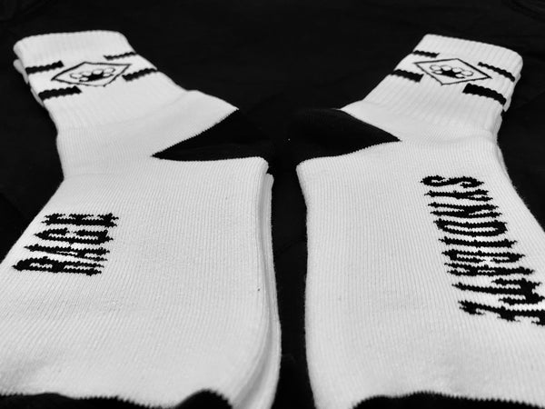 White and black crew socks