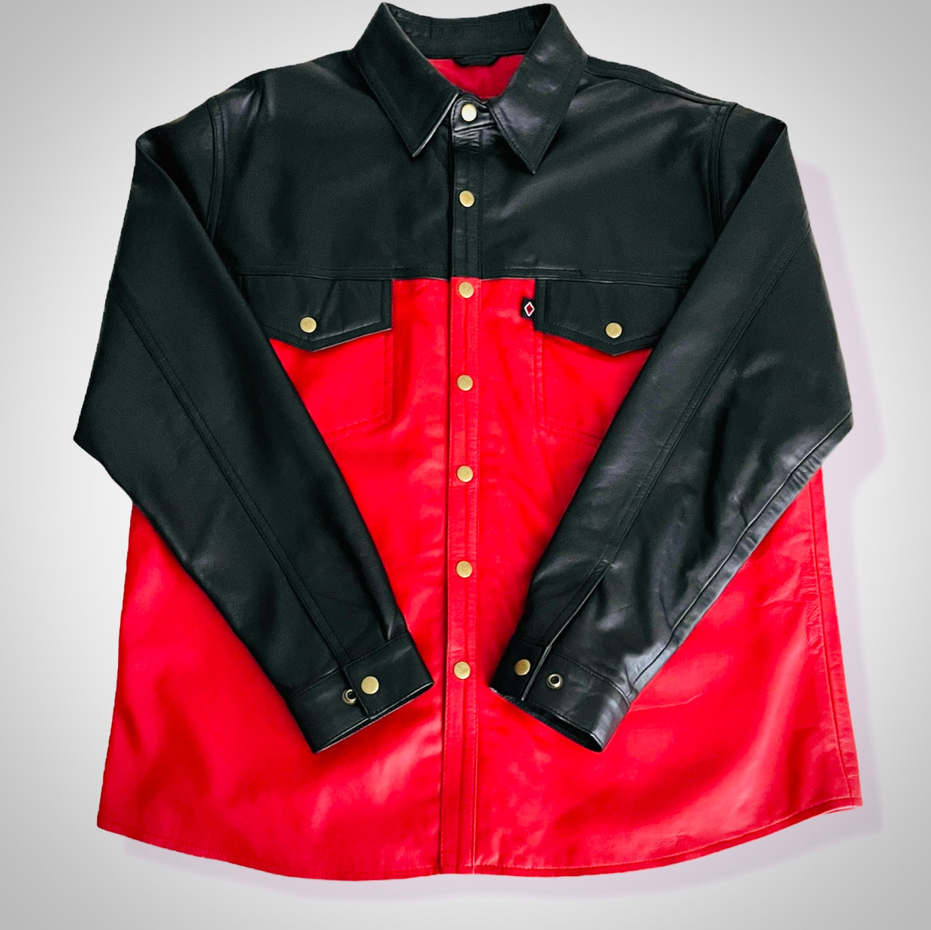Two tone black and red Nappa sheep leather full sleeves